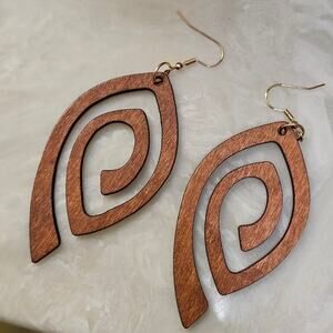 Boutique Lightweight Retro Bohemian Swirl Wooden Dangle Earrings